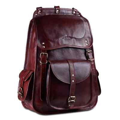 Vintage Leather Backpack Brown Rucksack Laptop Bag Handmade Travel Mens