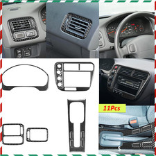 11pcs Real Carbon Fiber Kits Full Interior Trim Stickers For Honda Civic 1996-00
