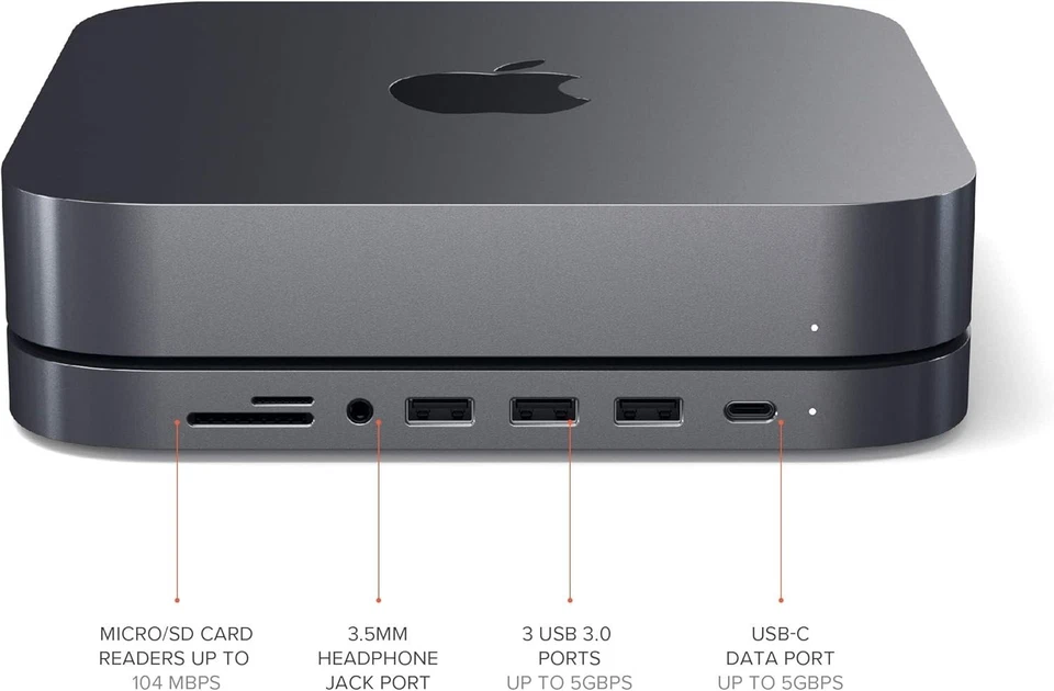 Versatile USB-C Hub with 7 Ports & Cooling System for Mac Mini - Space Gray - Image 4 of 4