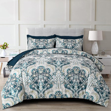 Paisley Comforter Set King Size, 7 Pieces Bed in a Bag Boho Comforter, Soft Ligh