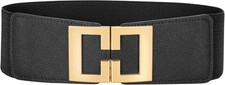 Wide Elastic Belts for Women Dresses Fashion Stretchy Waist Belt with Gold Buckl