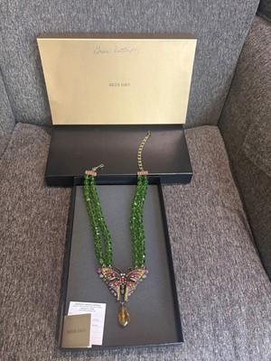 HEIDI DAUS, Faceted Green & Swarovski Crystal MADAME BUTTERFLY Necklace  Signed