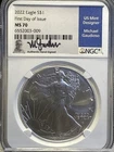 U.S. Mint American Eagle 2022 Silver 1 oz NGC MS 70 First Day of Issue signed