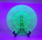 2 Vintage Anchor Hocking Uranium Glass Cameo Ballerina 8.25" Depression Plate