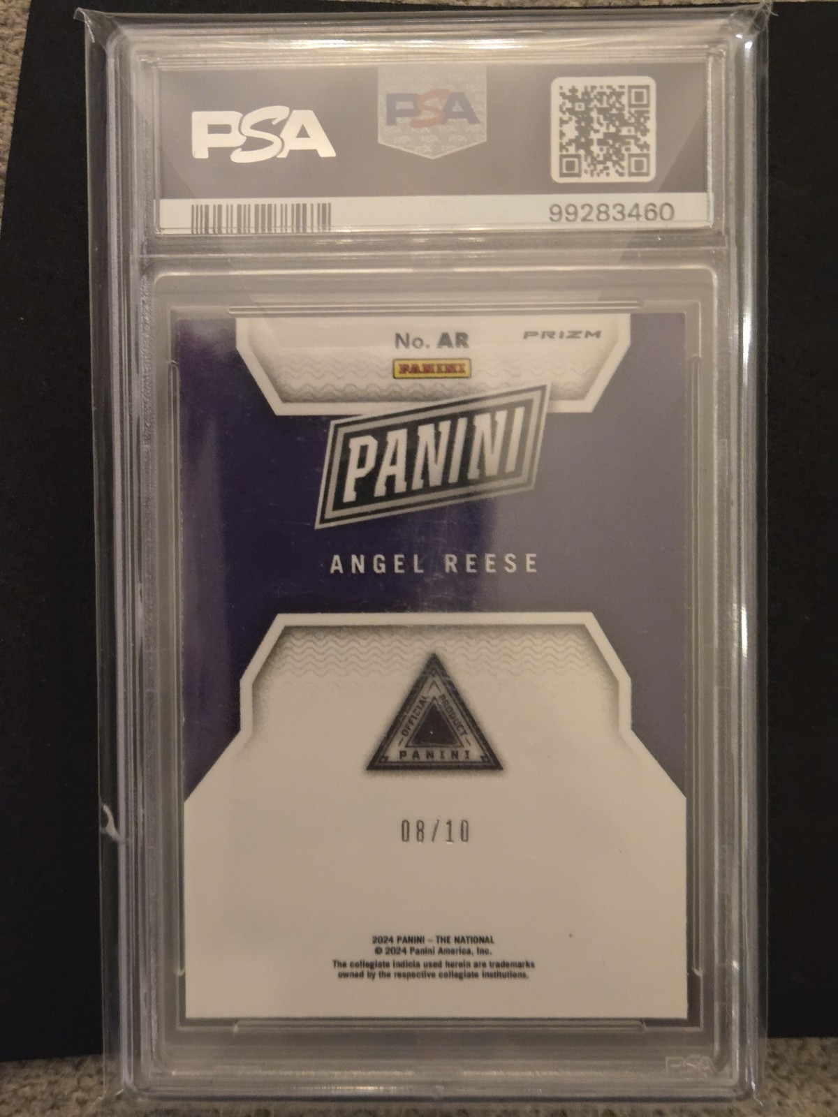 2024 National NSCC Case Breaker Angel Reese RC Silver Vinyl /10 Insert PSA 8 view 9