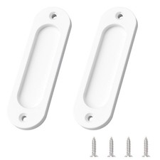 2 PCS Oval Recessed Sliding Door Pulls White Flush Aluminum Alloy 100mm Finger