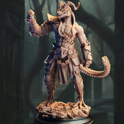 DM Stash Miniatures Dragonborn Pugilist Fighter DnD Fantasy Dragonkin RPG 32mm