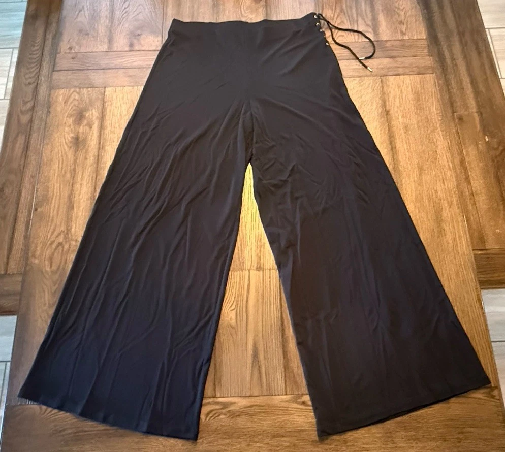 Lauren Ralph Lauren Wide Leg Pants Size M Capri BLACK 41381