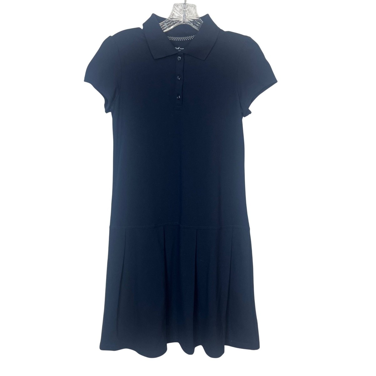 navy blue uniform polo dress School Uniform Girls Short Sleeve Mesh Polo Dress at the Knee