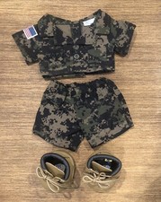 Build A Bear Military Army Marines Uniform Outfit w Boots, Green Black Tan Camo
