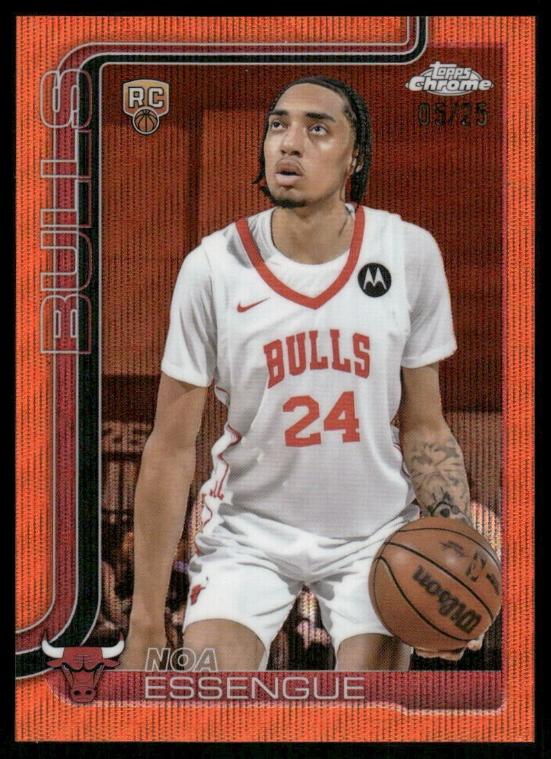 L962 NOA ESSENGUE RC 2025-26 TOPPS CHROME ORANGE WAVE 5/25 CHICAGO BULLS #262
