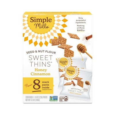 Simple Mills Sweet Thins Honey Cinnamon   Paleo, Nutrient Dense, 8 Pack (6.5 oz)