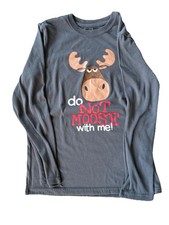 Youth Boys Pajama Top Size L 10/12   Long Sleeve  Do Not Moose With Me  