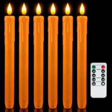Homemory 6 Pcs Amber Flameless Taper Candles with Remote, Timer, Dimmer, LED ...