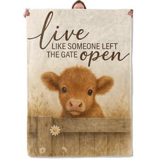 Highland Cow Inspirational Blanket Gifts for Women Adults, Soft Warm Lightwei...