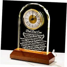 Glass Clock Gifts for From Son Daughter with Wooden Light Base, Dad