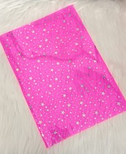Neon Pink Holographic Sparkle Stars Transparent PVC Vinyl Sheets DIY Crafts
