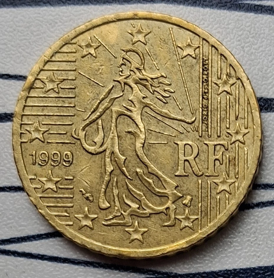 Euro fauté (FRA F5) - France - 50 centimes 1999 - coin cassé - Photo 1/4