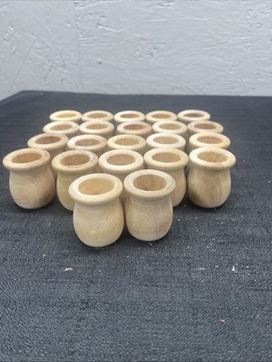 Lot Of 22 Unfinished 7/8'' opening, 1 5/8'' H. Wood Bean Pot Candle Cups