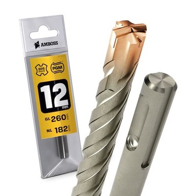 SDS Plus Hammerbohrer 4X Schneiden PGM Ø 12mm x 182mm - AMBOSS Werkzeuge SDS