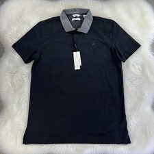 Calvin Klein Polo Shirt Mens Medium Slim Fit Liquid Touch Short Sleeve Black Gra