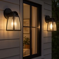 Wandleuchte AußEnlampe Fassadenleuchte Led Alu Schwarz Glas Klar Garten 2Er Set