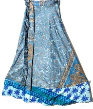 Incredible-art Vintage Silk Sari Magic Wrap Skirt Reversible Hippie Sarong