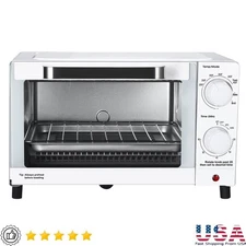 4 Slice Toaster Oven Bake Broil 1050W Adjustable Timer Quartz Heating Elements