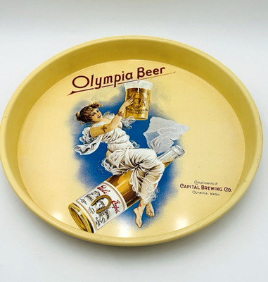 Vintage Olympia Beer Capital Brewing Co. Round Serving Tray 13''