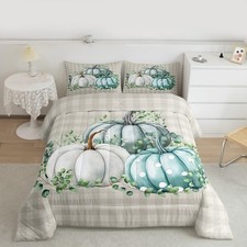 Fall Comforter Set King Size Buffalo Plaid Bedding Set for Kids Adult Ucalypt...