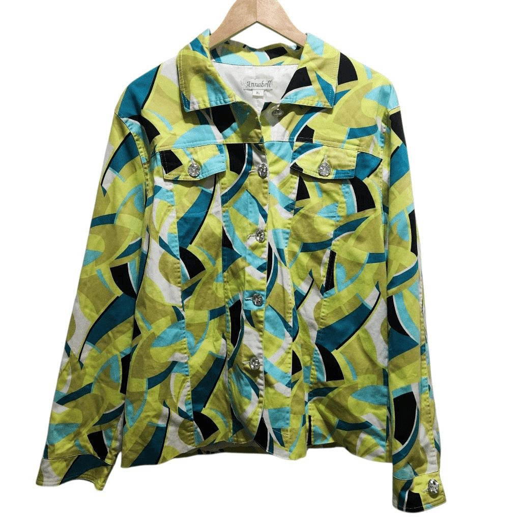 Annabell button front jacket shacket vibrant patt… - image 1