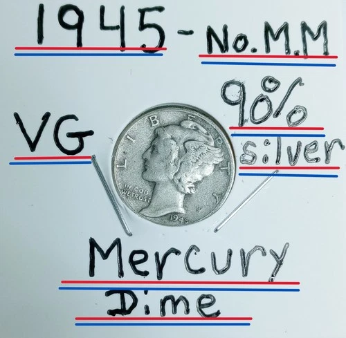1945 Mercury Dime No. Mint. Mark VG Condition 90% Silver Gem Look and See &Judge