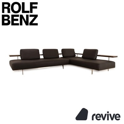 Rolf Benz Dono 6100 Vegan Leather Corner Sofa Dark Gray Couch Reupholstery