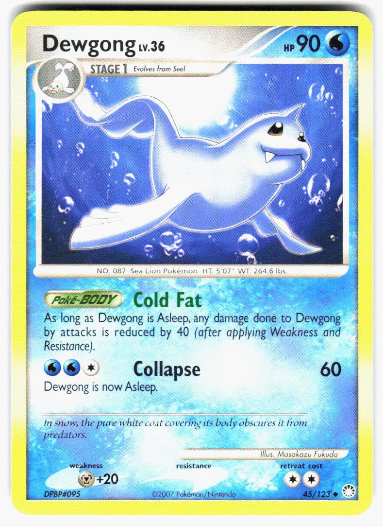 Dewgong 45/123 Uncommon Mysterious Treasures Pokemon Lightly Played