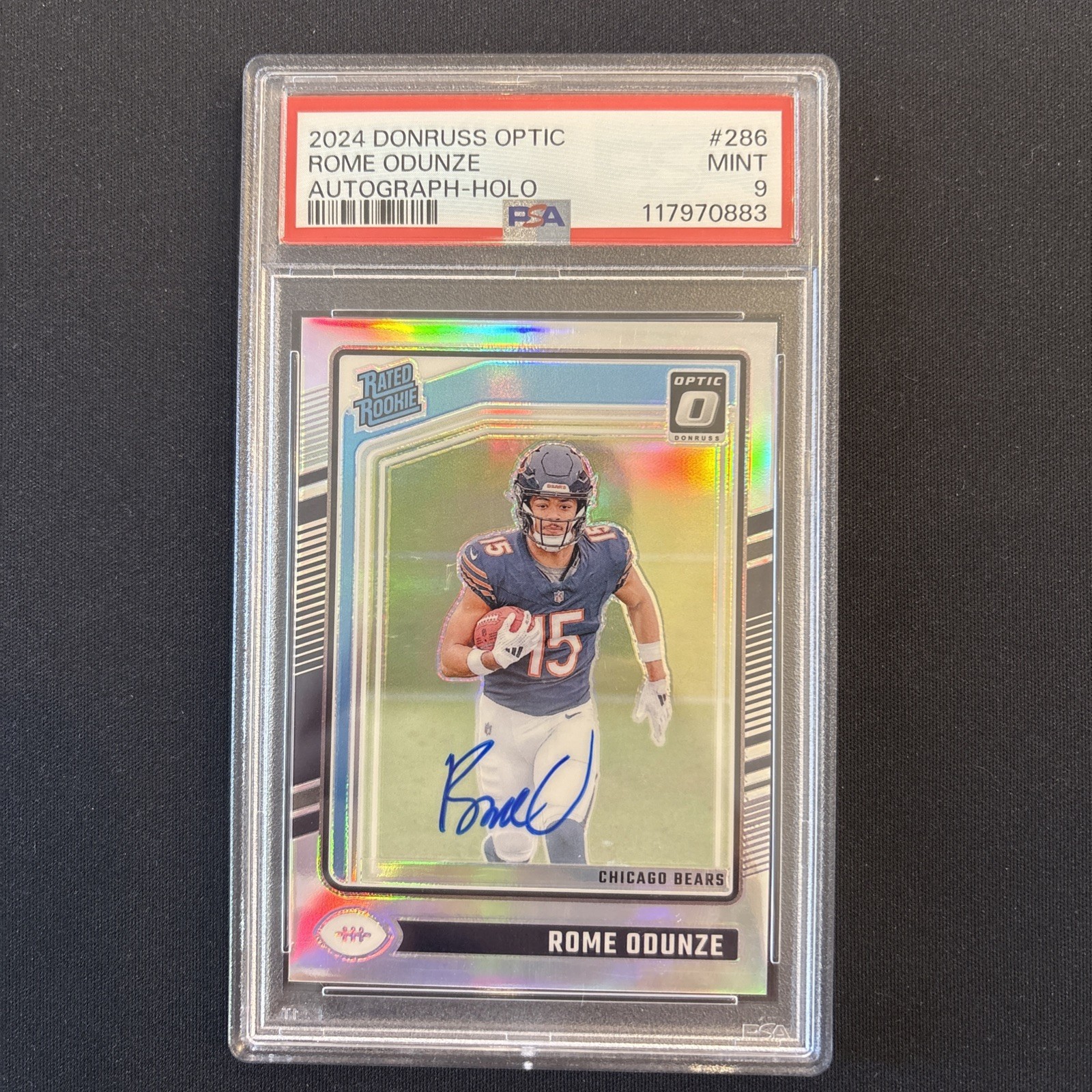 2024 Donruss Optic ROME ODUNZE HOLO AUTO /150 PSA 9 SSP RATED ROOKIE