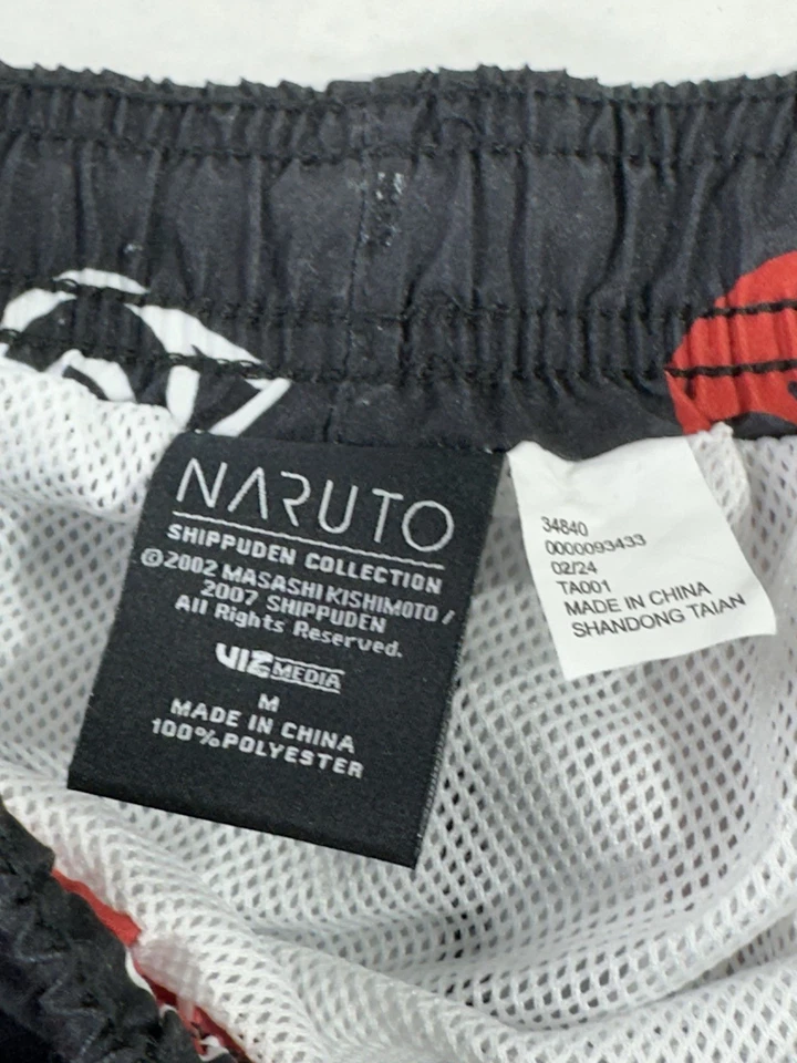 Naruto Shippuden Akatsuki Cloud Sharingan Swim Trunks Shorts Men’s M Black Red  - Image 2 of 4
