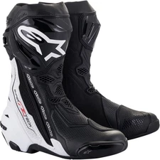 Alpinestars Black/White Supertech R Vented Boots - 2220121-12-43