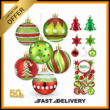 30Pcs Christmas Ball Ornaments, Red and Green Christmas Ornaments, Christmas Tre