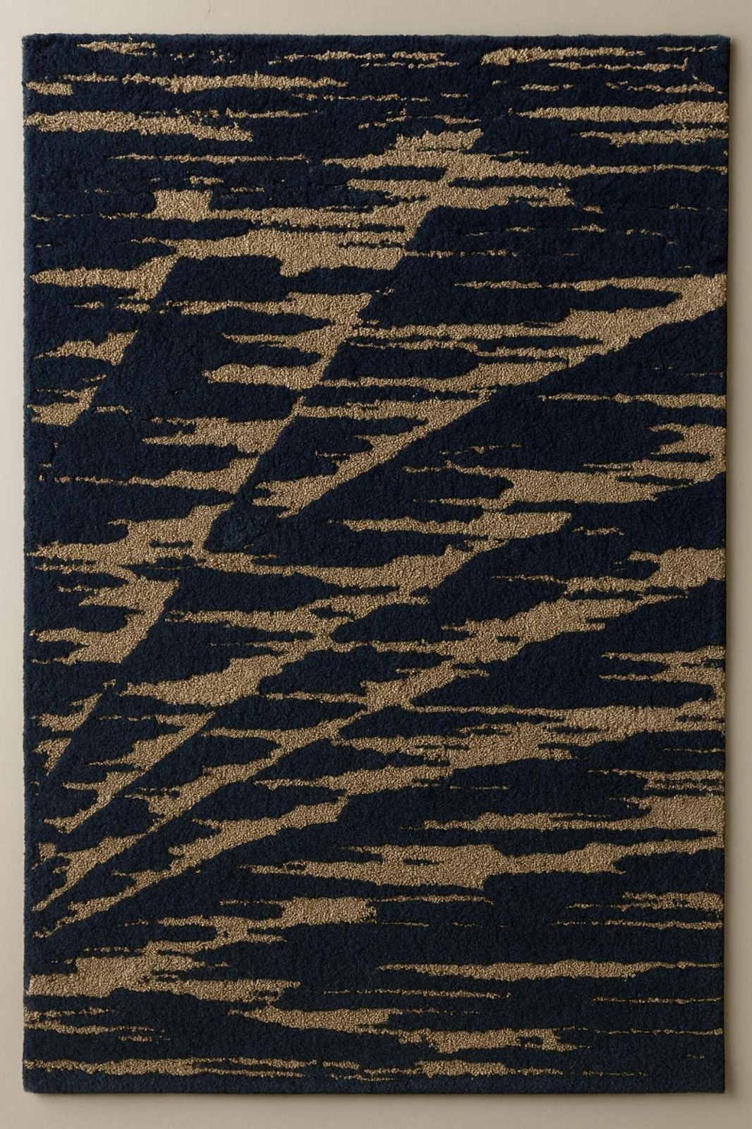 Modern Black and Tan Abstract Area Rug, Geometric Minimalist Carpet
