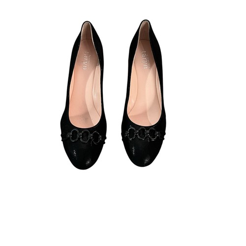 TARYN ROSE Kerrin Black Shimmer Leather Women's Wedge Pump Shoes New 8.5 - Picture 3 of 7