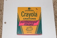 Vintage Box Of 8 Count Binney Smith Crayola Jumbo Fluorescent Colors Crayons