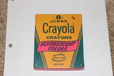 Vintage Box Of 8 Count Binney & Smith Crayola Jumbo Fluorescent Colors Crayons
