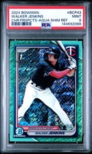 2024 BOWMAN CHROME PROSPECTS AQUA SHIMMER REFRACTOR WALKER JENKINS 98/125 PSA 9