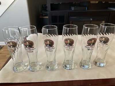 Hacker Pschorr Weisse German Pilsner Beer Glasses  0.3 L Swirl Barware  LOT OF 6