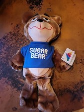 Peluche de oso de azúcar 14" dorado crujiente cereal mascota animal feria con etiqueta 1987