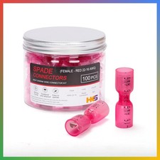 Female Spade Connector Red 22-16 AWG 100pc Heat Shrink Wire Crimp Automotive