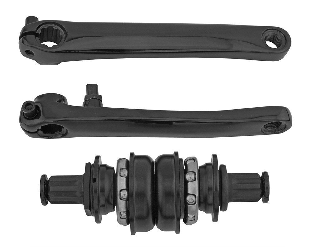 Black 3 Piece Crankset 175mm Steel w/American USA BB 19mm Sp