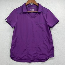 Scrubstar Scrub Top Women XS Purple V-Neck Short Sleeve Performance Medical Work