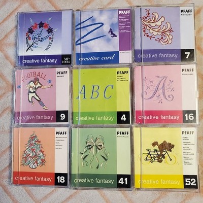 9 Pfaff CREATIVE FANTASY 7570 7560 Embroidery Cards Lot