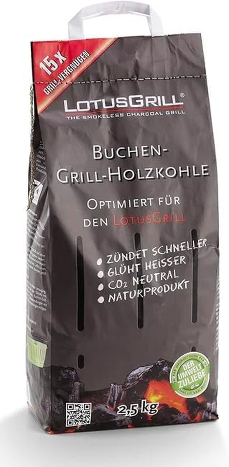 LotusGrill Kit Completo: Carbone Faggio 2.5kg e Gel Accenditore - 3